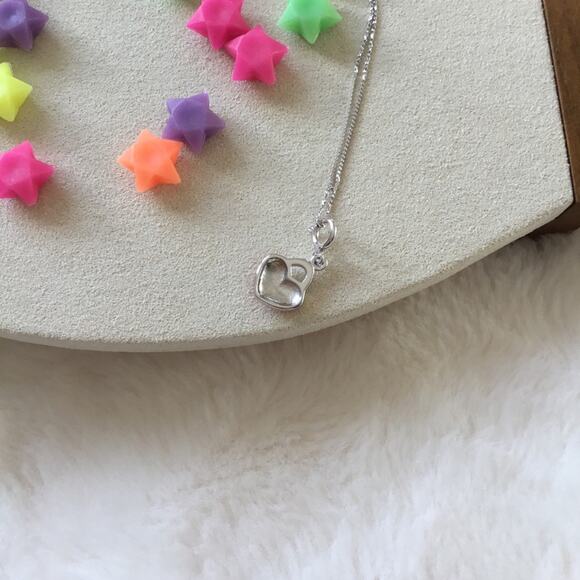 Sterling Silver Pink Heart Pendant Necklace - Picture 3 of 5